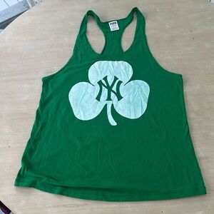 PINK Victoria's Secret Green Tank Top with White Shamrock